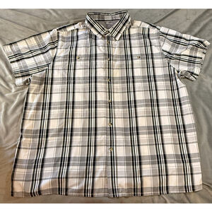 KingSize Big LongSleeve Mens Button Down Grey, Black, & White Plaid 3XL
